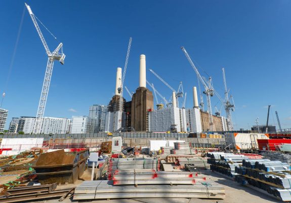 Major infrastructure construction project supported by industrial services